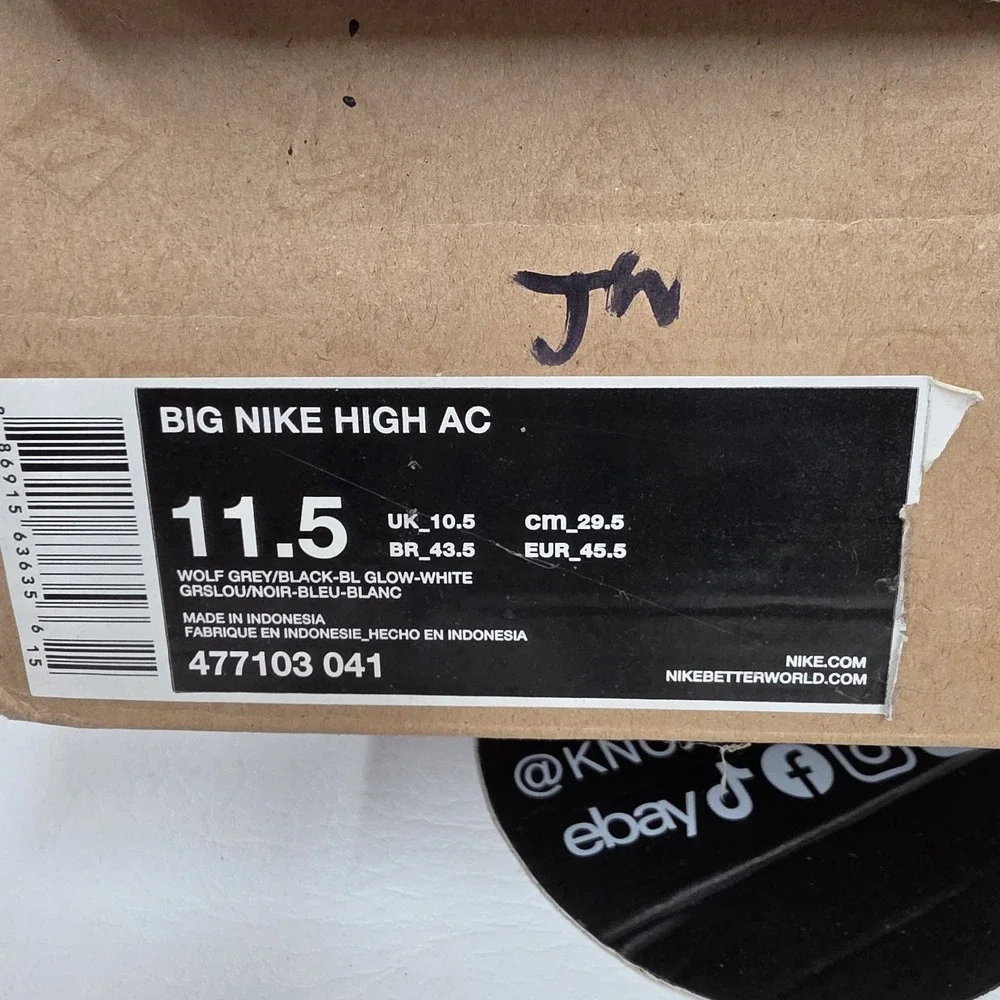 Nike Air Big High AC Wolf Grey Blue Sneaker 477103-041 Men's Size 11.5